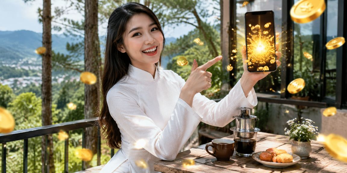Người chơi casino trên điện thoại tại Đà Lạt với trang phục áo dài – trải nghiệm mobile trên 486